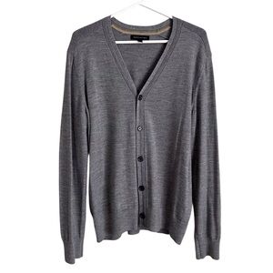 Banana Republic Men’s Grey Cardigan Sweater Merino Wool Bld Preppy Neutral Large